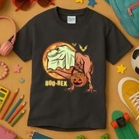 Halloween Boo Rex Trex Dinosaur Ghost Kids T-Shirt thumb 3