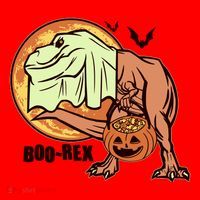 Halloween Boo Rex Trex Dinosaur Ghost Santa Hat thumb 1
