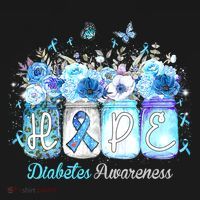 Hope Blue Ribbon Flower Jars Diabetes Awareness Ornament thumb 1