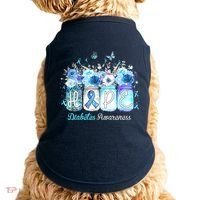 Hope Blue Ribbon Flower Jars Diabetes Awareness Doggie Tank thumb 0