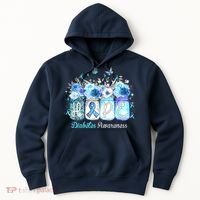 Hope Blue Ribbon Flower Jars Diabetes Awareness Hoodie thumb 0