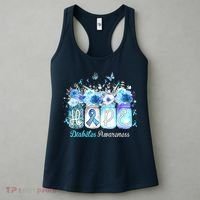 Hope Blue Ribbon Flower Jars Diabetes Awareness Women's Tank Top thumb 3