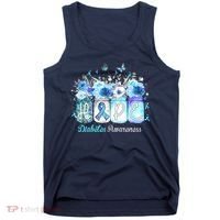 Hope Blue Ribbon Flower Jars Diabetes Awareness Tank Top thumb 0