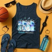 Hope Blue Ribbon Flower Jars Diabetes Awareness Tank Top thumb 4