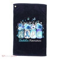 Hope Blue Ribbon Flower Jars Diabetes Awareness Golf Towel thumb 0