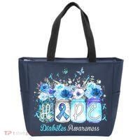 Hope Blue Ribbon Flower Jars Diabetes Awareness Tote Bag thumb 0