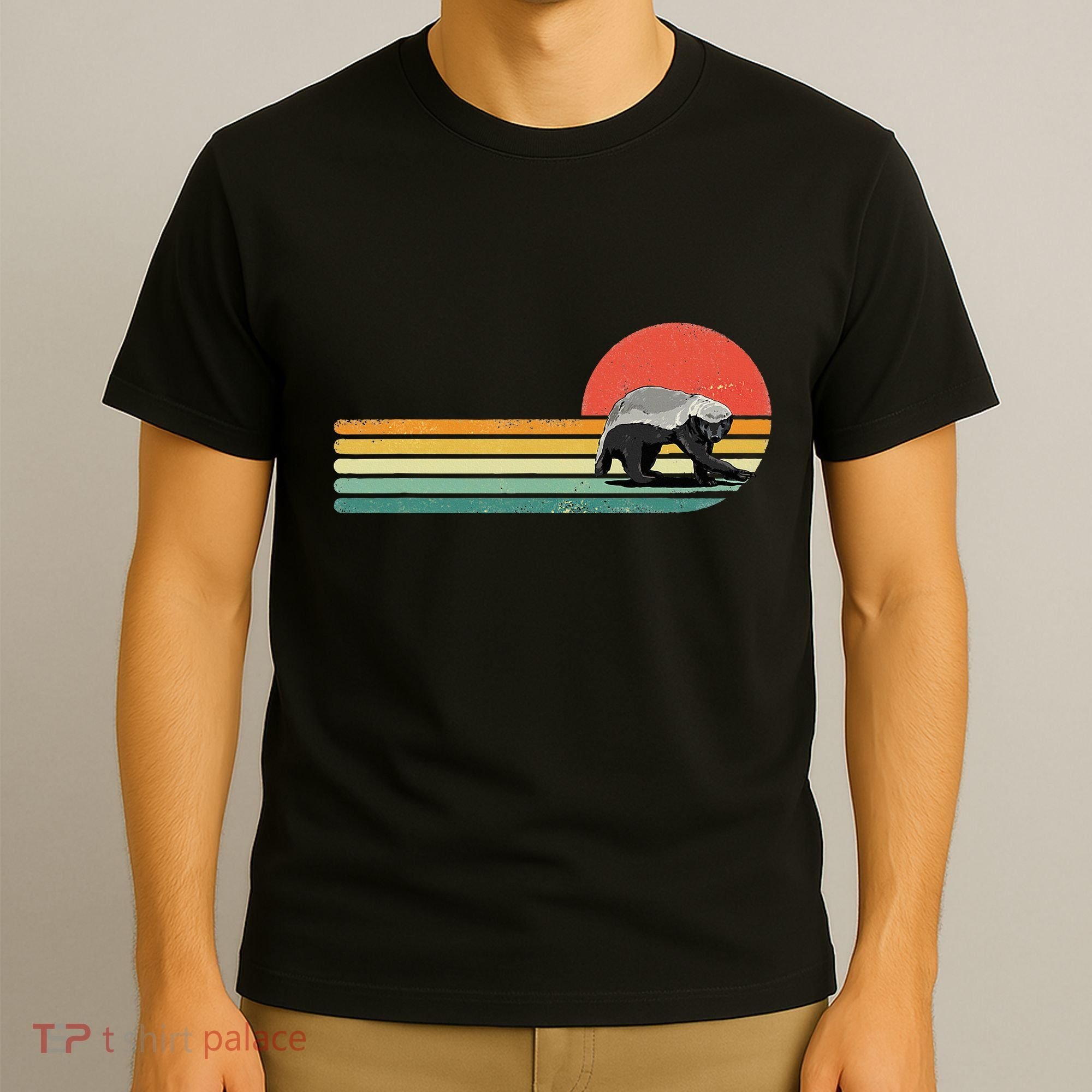 Honey Badger Retro Style Wild Animal Lover Zookeeper T-Shirt