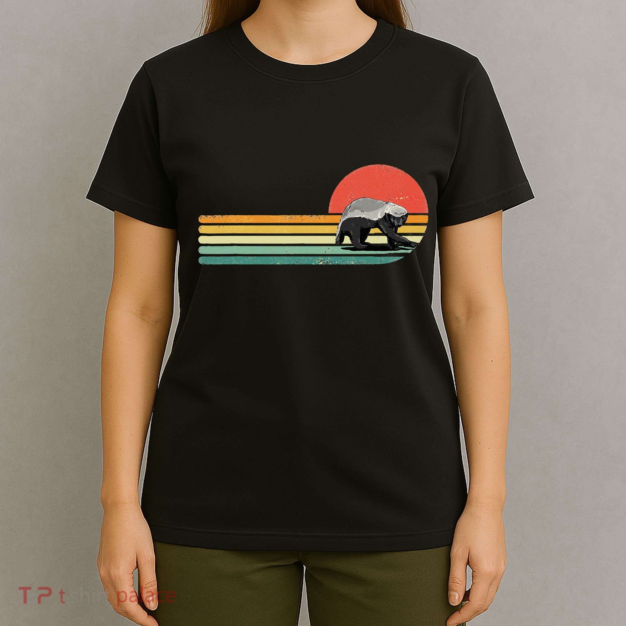 Honey Badger Retro Style Wild Animal Lover Zookeeper T-Shirt