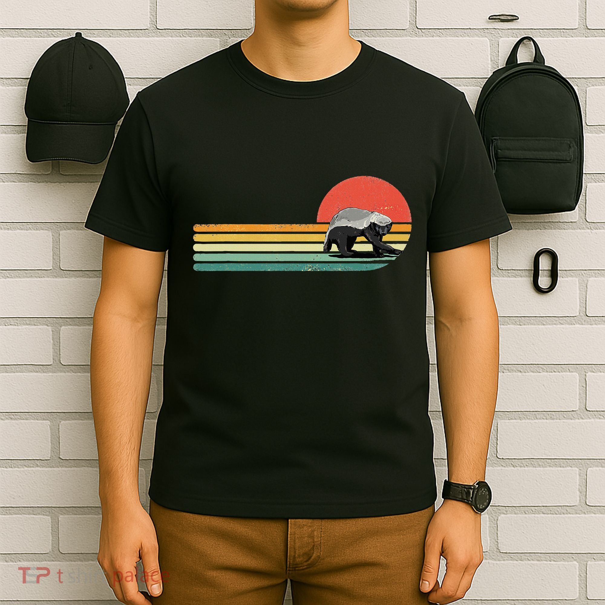 Honey Badger Retro Style Wild Animal Lover Zookeeper T-Shirt