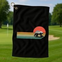 Honey Badger Retro Style Wild Animal Lover Zookeeper Golf Towel thumb 1
