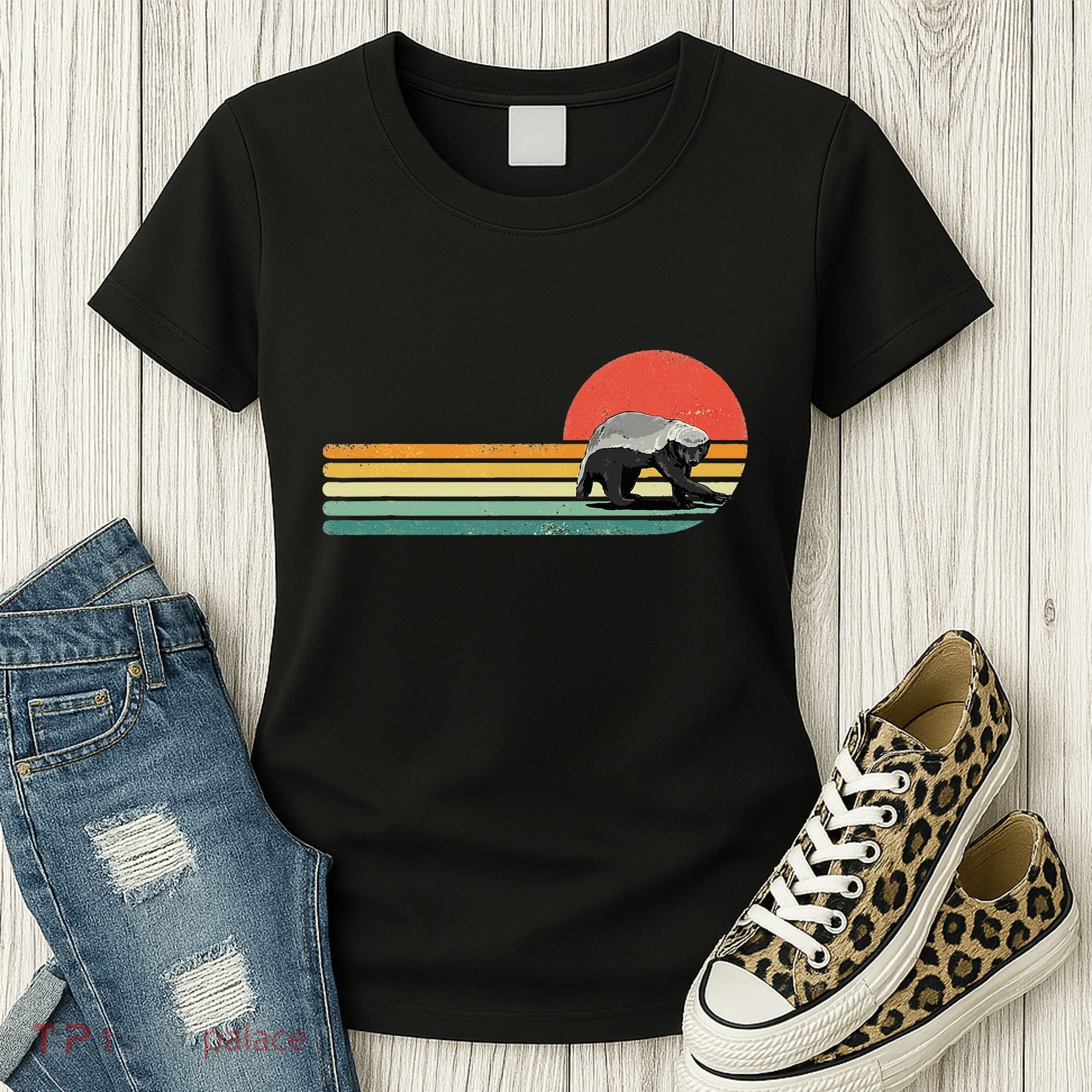Honey Badger Retro Style Wild Animal Lover Zookeeper Women's T-Shirt