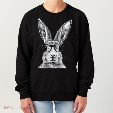 Hipster Bunny Rabbit Wearing Glasses Funny Drawing Women's Sweatshirt