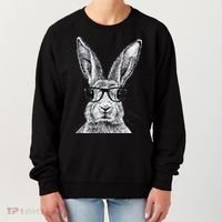 Hipster Bunny Rabbit Wearing Glasses Funny Drawing Women's Sweatshirt thumb 0