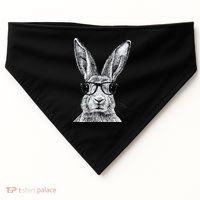 Hipster Bunny Rabbit Wearing Glasses Funny Drawing USA-Made Doggie Bandana thumb 0