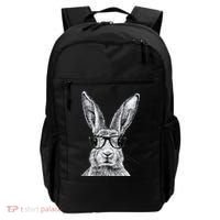 Hipster Bunny Rabbit Wearing Glasses Funny Drawing Backpack thumb 0