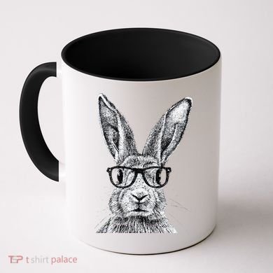 Hipster Bunny Rabbit Wearing Glasses Funny Drawing Coffee Mug