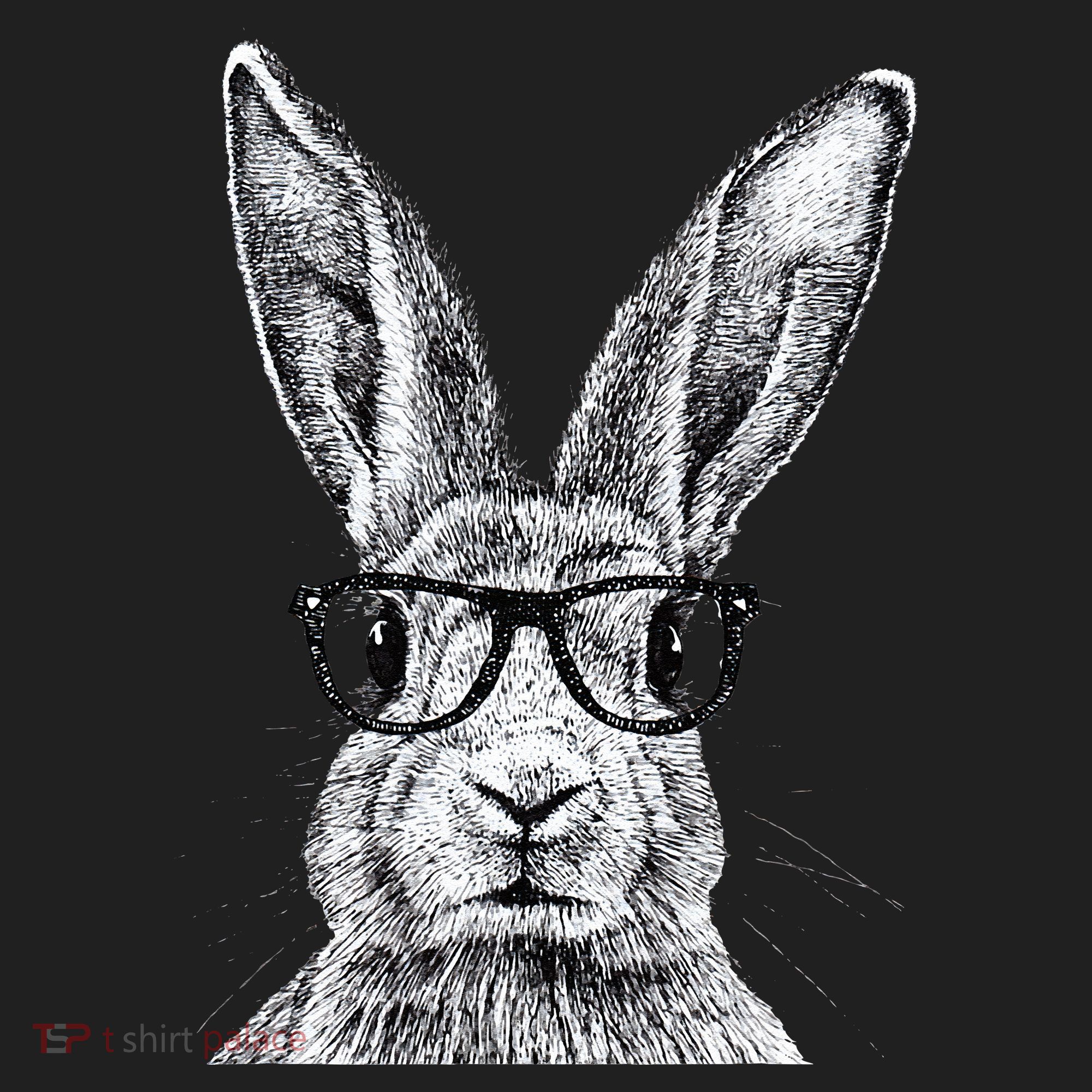 Hipster Bunny Rabbit Wearing Glasses Funny Drawing Beanie
