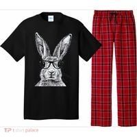 Hipster Bunny Rabbit Wearing Glasses Funny Drawing Pajama Set thumb 0