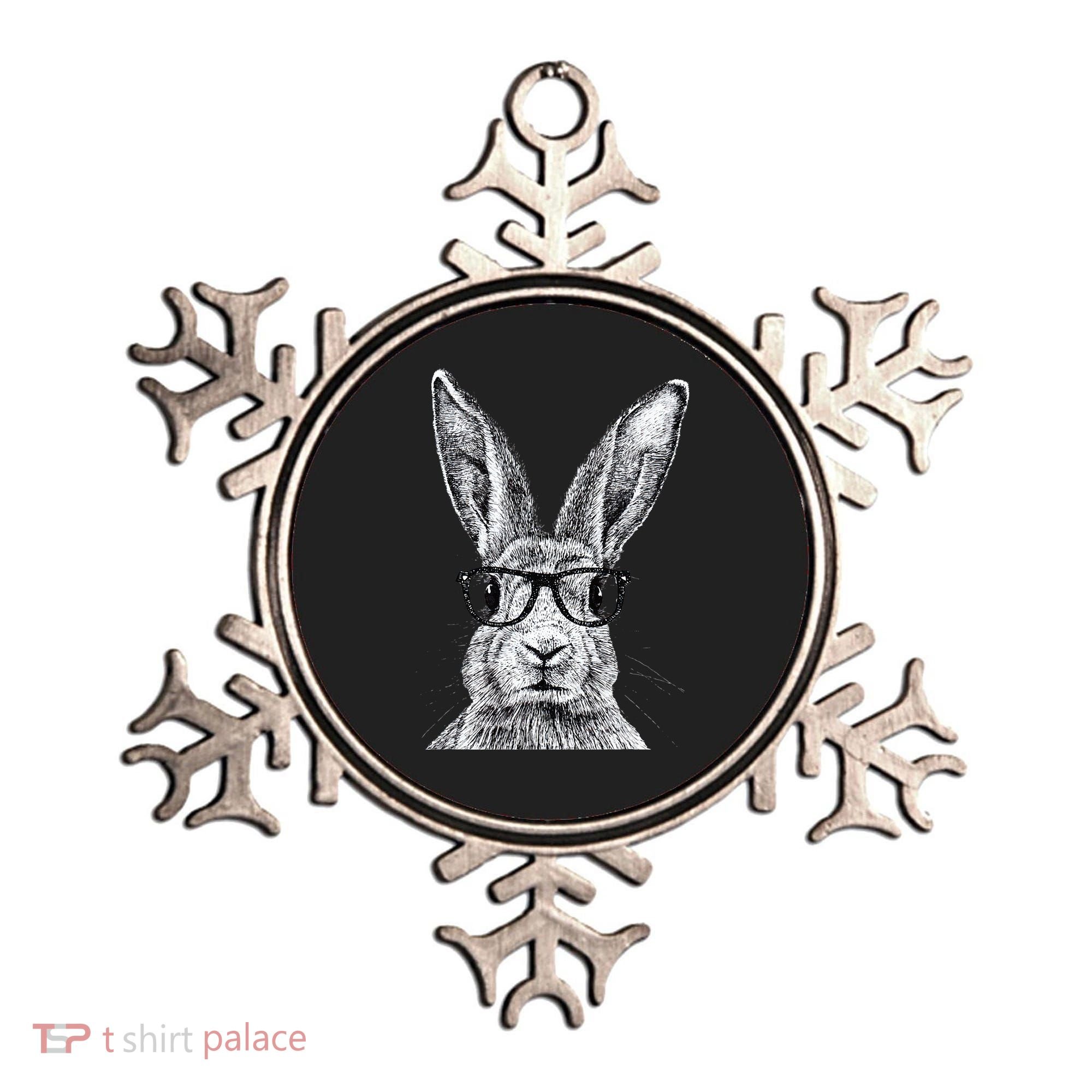 Hipster Bunny Rabbit Wearing Glasses Funny Drawing Ornament