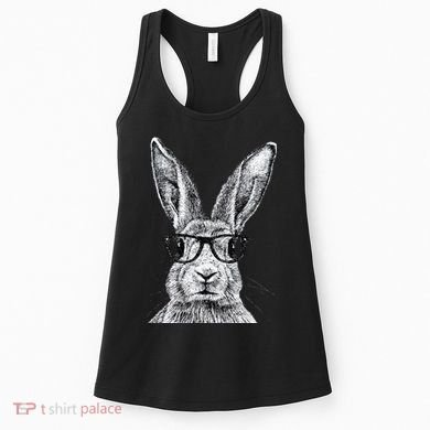Hipster Bunny Rabbit Wearing Glasses Funny Drawing Women's Tank Top