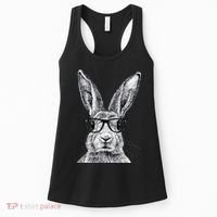 Hipster Bunny Rabbit Wearing Glasses Funny Drawing Women's Tank Top thumb 0