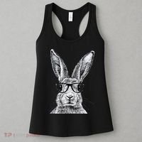 Hipster Bunny Rabbit Wearing Glasses Funny Drawing Women's Tank Top thumb 3
