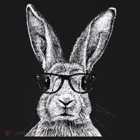 Hipster Bunny Rabbit Wearing Glasses Funny Drawing Baby Bodysuit thumb 2