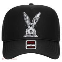 Hipster Bunny Rabbit Wearing Glasses Funny Drawing Hat thumb 0