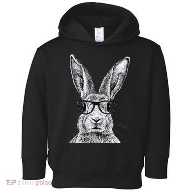 Hipster Bunny Rabbit Wearing Glasses Funny Drawing Toddler Hoodie