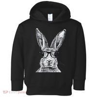 Hipster Bunny Rabbit Wearing Glasses Funny Drawing Toddler Hoodie thumb 0