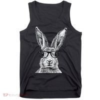 Hipster Bunny Rabbit Wearing Glasses Funny Drawing Tank Top thumb 0