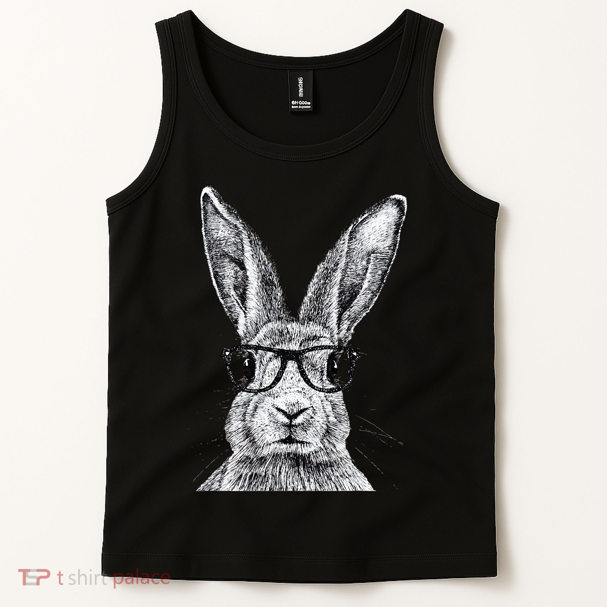 Hipster Bunny Rabbit Wearing Glasses Funny Drawing Tank Top