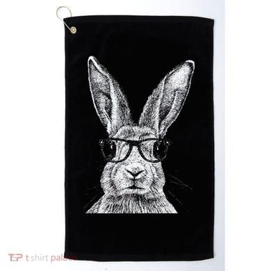 Hipster Bunny Rabbit Wearing Glasses Funny Drawing Golf Towel