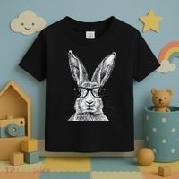 Hipster Bunny Rabbit Wearing Glasses Funny Drawing Toddler T-Shirt thumb 3