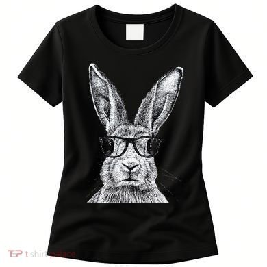 Hipster Bunny Rabbit Wearing Glasses Funny Drawing Women's T-Shirt