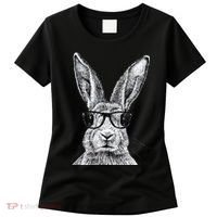 Hipster Bunny Rabbit Wearing Glasses Funny Drawing Women's T-Shirt thumb 0
