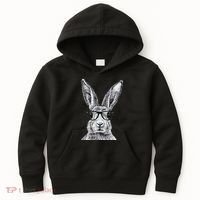 Hipster Bunny Rabbit Wearing Glasses Funny Drawing Kids Hoodie thumb 0