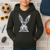 Hipster Bunny Rabbit Wearing Glasses Funny Drawing Kids Hoodie thumb 2