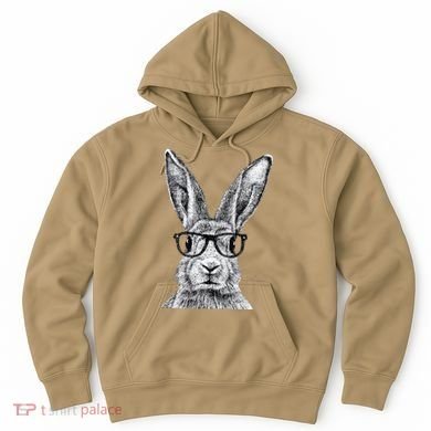 Hipster Bunny Rabbit Wearing Glasses Funny Drawing Hoodie