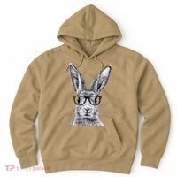 Hipster Bunny Rabbit Wearing Glasses Funny Drawing Hoodie thumb 0