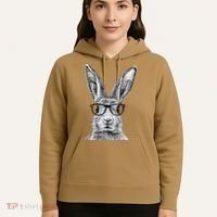 Hipster Bunny Rabbit Wearing Glasses Funny Drawing Hoodie thumb 5