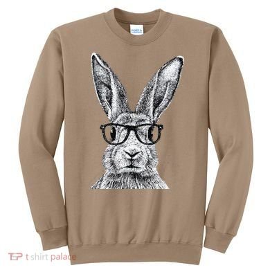 Hipster Bunny Rabbit Wearing Glasses Funny Drawing Sweatshirt