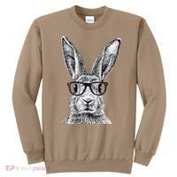 Hipster Bunny Rabbit Wearing Glasses Funny Drawing Sweatshirt thumb 0