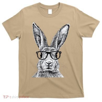 Hipster Bunny Rabbit Wearing Glasses Funny Drawing T-Shirt