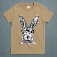 Hipster Bunny Rabbit Wearing Glasses Funny Drawing T-Shirt thumb 5
