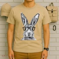 Hipster Bunny Rabbit Wearing Glasses Funny Drawing T-Shirt thumb 6