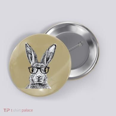 Hipster Bunny Rabbit Wearing Glasses Funny Drawing Button