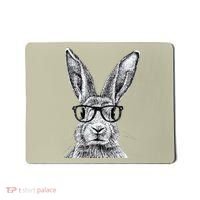 Hipster Bunny Rabbit Wearing Glasses Funny Drawing Mousepad thumb 0