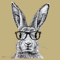 Hipster Bunny Rabbit Wearing Glasses Funny Drawing Mousepad thumb 1