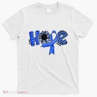 Hope Blue Ribbon Sunflower Colorectal Colon Cancer Awareness T-Shirt thumb 0